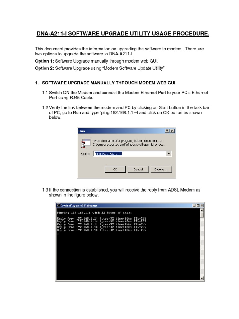 DNA-A211-I Modem Upgrade Procedures | PDF | Modem | Installation ...