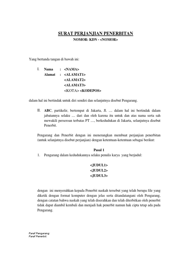 Contoh Contrak Surat Perjanjian Kerja Di Malaysia Pdf