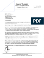 Governor Scott Walker letter supporting coal ash dumping in Lake Michigan.