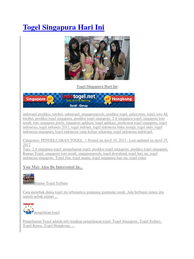 Togel Singapura Hari Ini