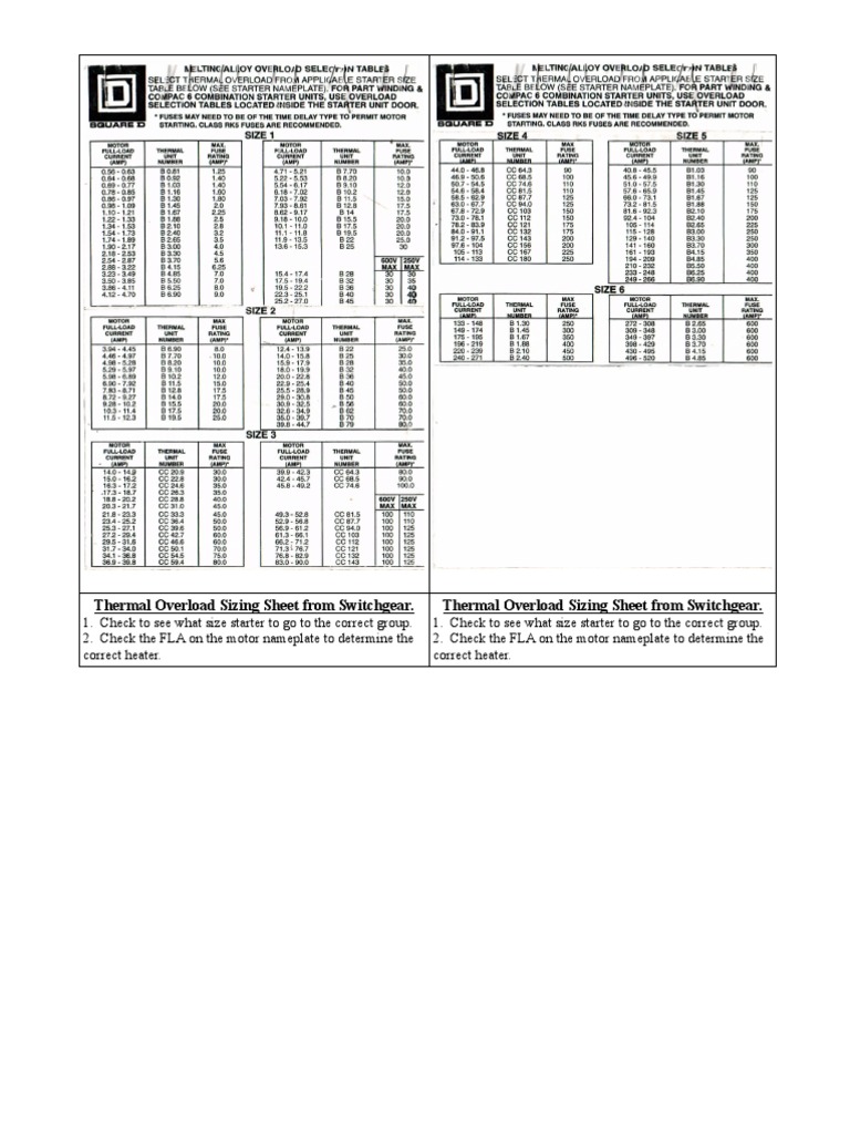 Thermal Overload Sizing Guide | PDF | Electrical Engineering ...