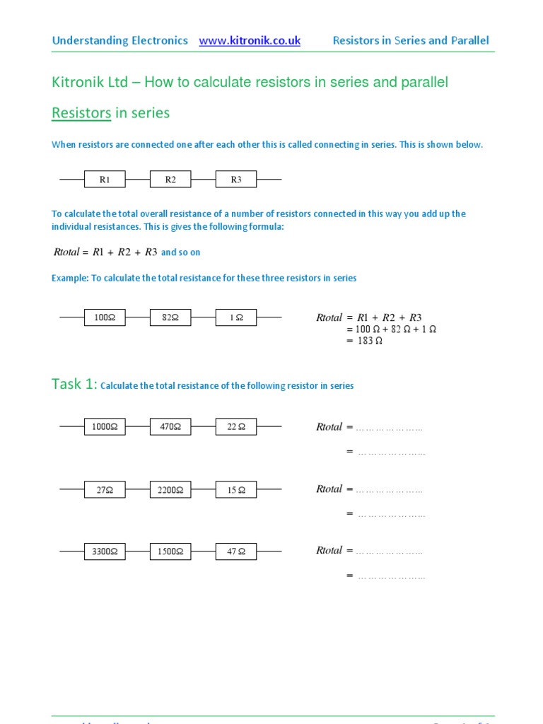 Calculating Resistors in Series & Parallel | PDF | Series And Parallel ...