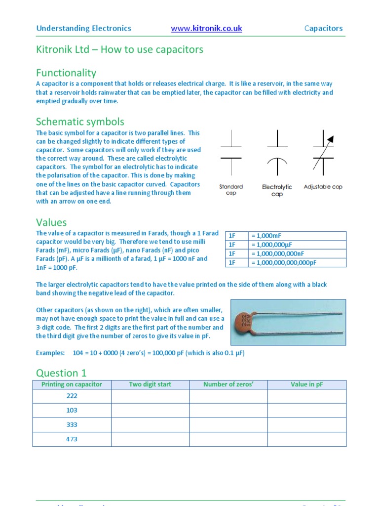 How To Use Capacitors PDF Capacitor Resistor