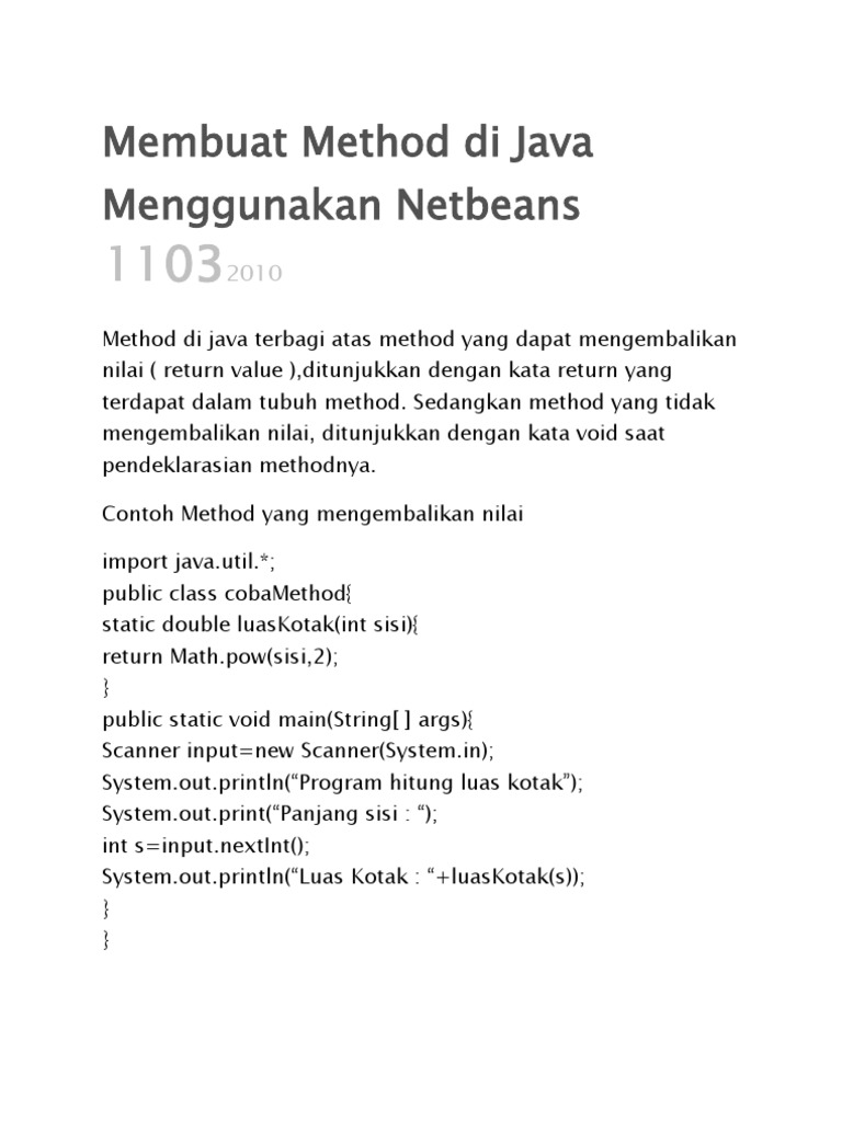 Metode Java: Return dan Void | PDF