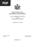 Annual Report of The Superintendent of Insurance 2009