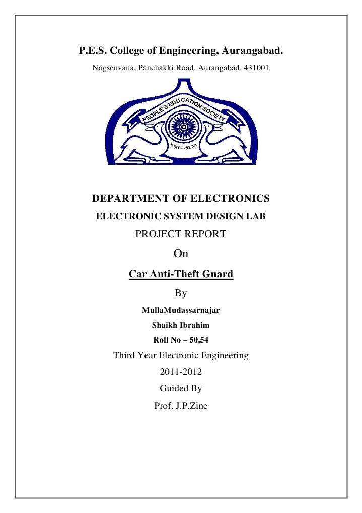 P.E.S. College of Engineering, Aurangabad.: Project Report | PDF ...