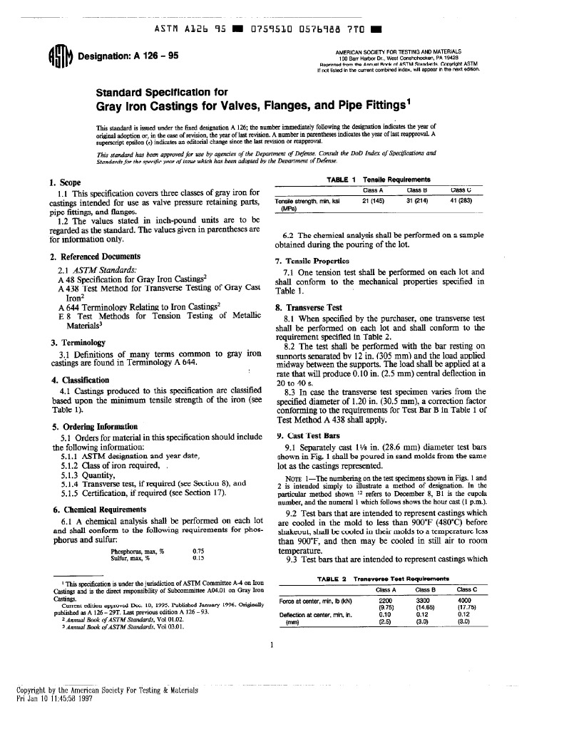 Astm A126 | PDF