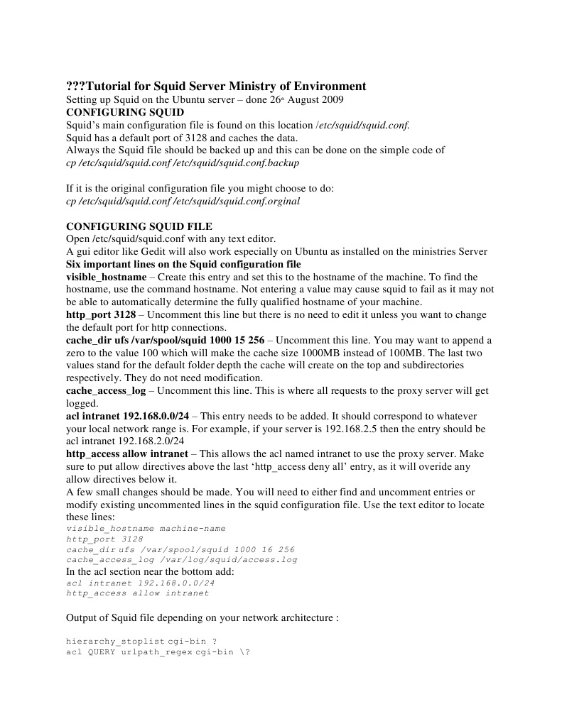 Squid Server Configuration Guide | PDF | Proxy Server | Hypertext ...