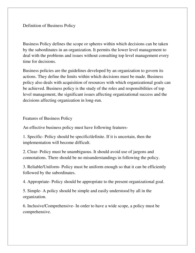 Business Policy | PDF