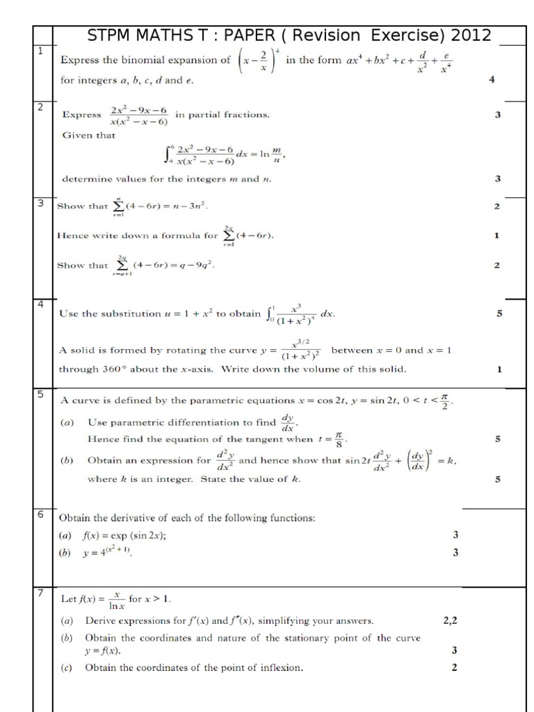 stpm mathematics t term 1 notes