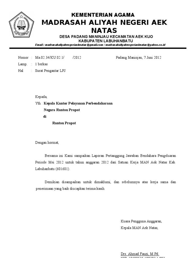 Surat Pengantar Lpj
