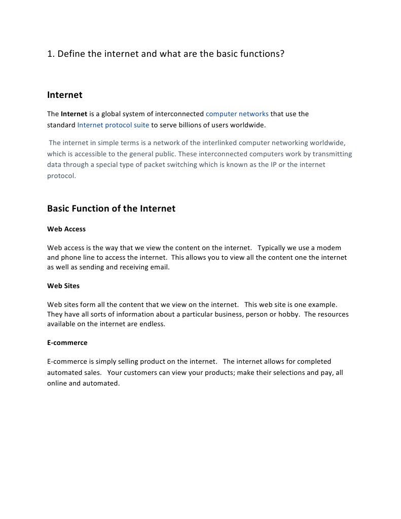 Defining the Internet and Its Functions | PDF