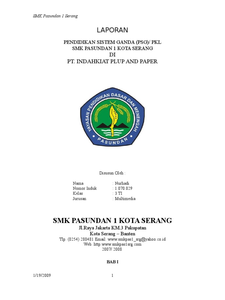 Contoh Laporan Prakerin Jurusan Pariwisata - Ilmu Sosial