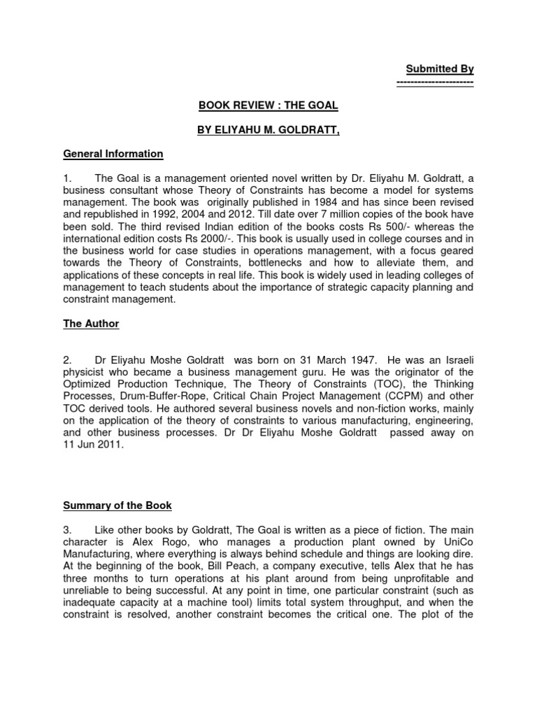 The Goal Book ReviewRkn PDF Systems Science Business