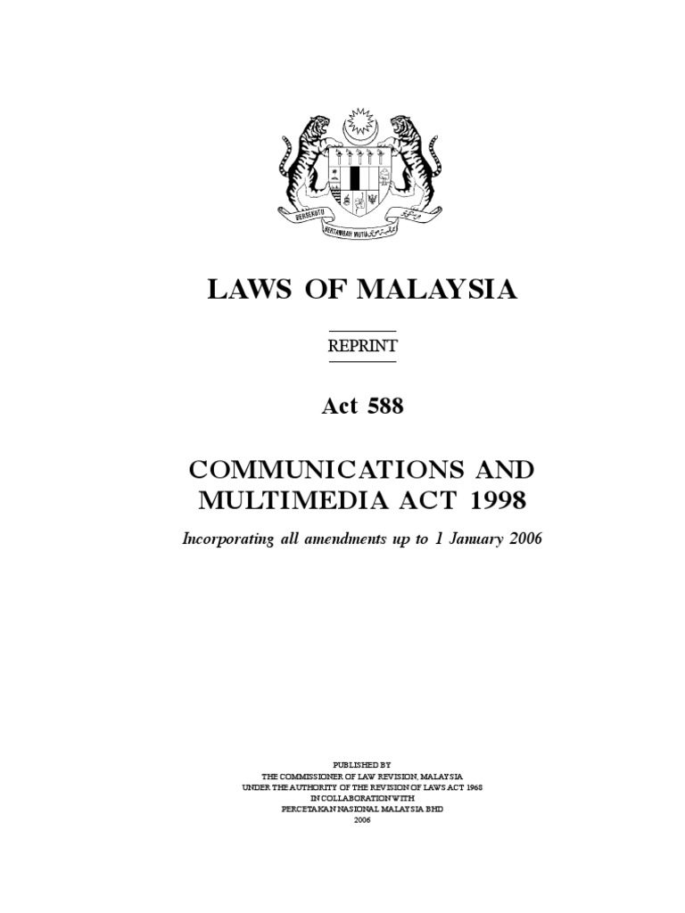 Communications and Multimedia Act 1998 Act 588 PDF Tribunal