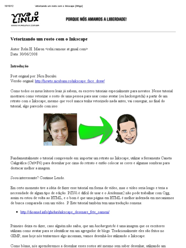 Vetorizando Um Rosto Com o Inkscape (Artigo) | PDF | Arte | Computadores