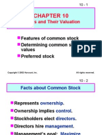 Stocks and Their Valuation: Features of Common Stock Determining Common Stock Values Preferred Stock