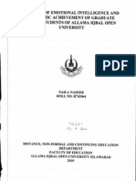 A Study of Emotional Intelligence and Academic Achievement of Graduate Students of Aiou Islamabad