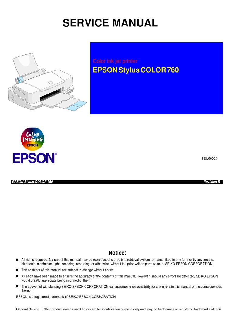 Epson SC760 Service Manual Usb Printer
