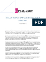 Discours de François Hollande à Orléans