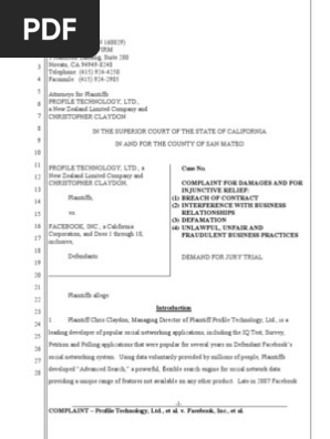 Profile Facebook Complaint