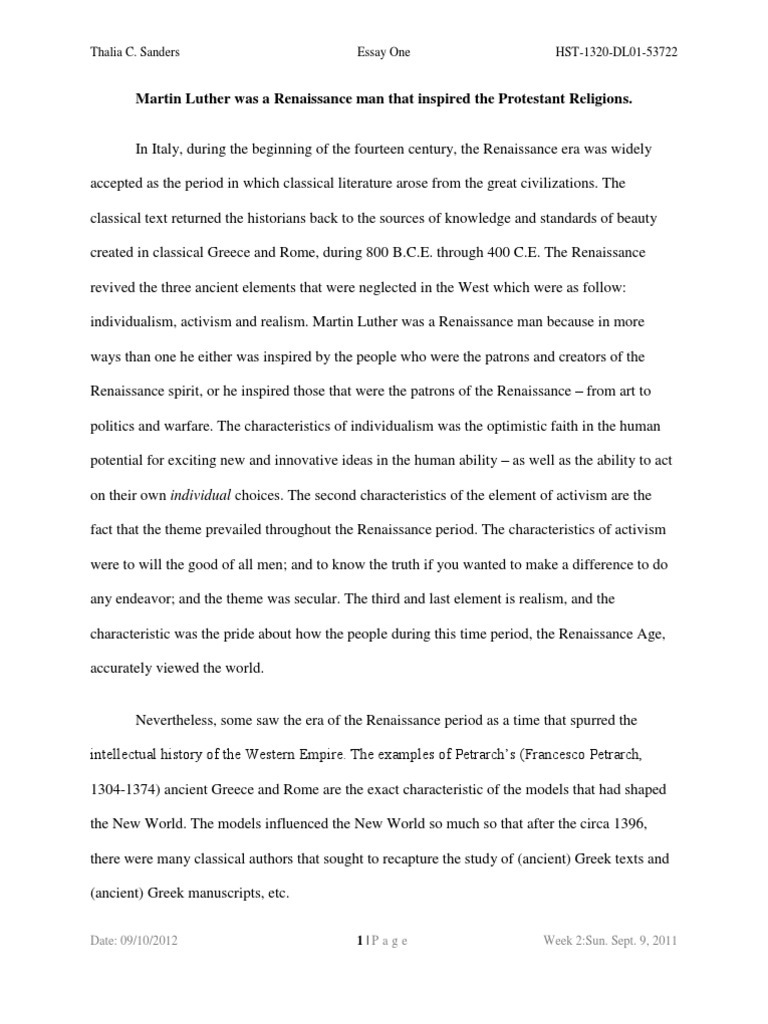 Martin Luther's Role in the Renaissance | PDF | Renaissance | Catholic ...