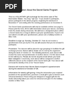 Secret Santa Information and Questionnaire