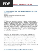 Download The Benefits of Facebook Friends - Social Capital and College Students Use of Online Social Network Sites by Vladislav Gajic SN10966644 doc pdf