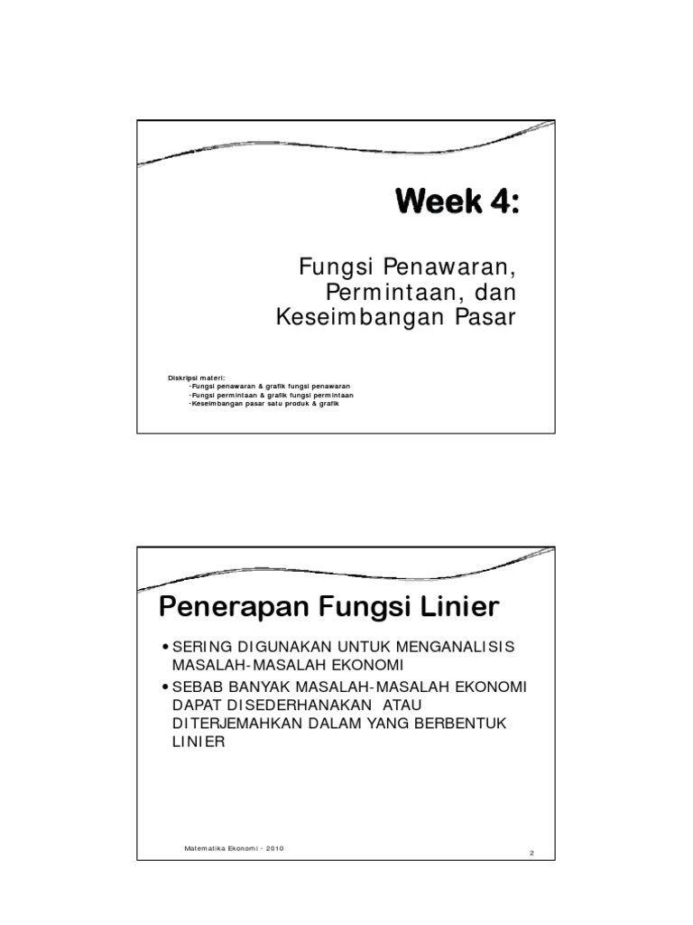 Fungsi Penawaran Permintaan Keseimbangan Pasar