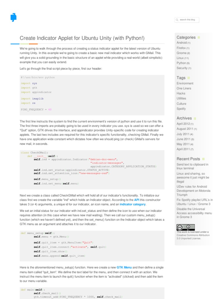 Applet Indicator Python Ubuntu PDF | PDF | Gmail | System Software