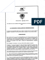 Resolución 3151 de 2011 - "Por Medio de La Cual Se Establece La Tarifa de Contribución A La CRC para La Vigencia Del Año 2012"