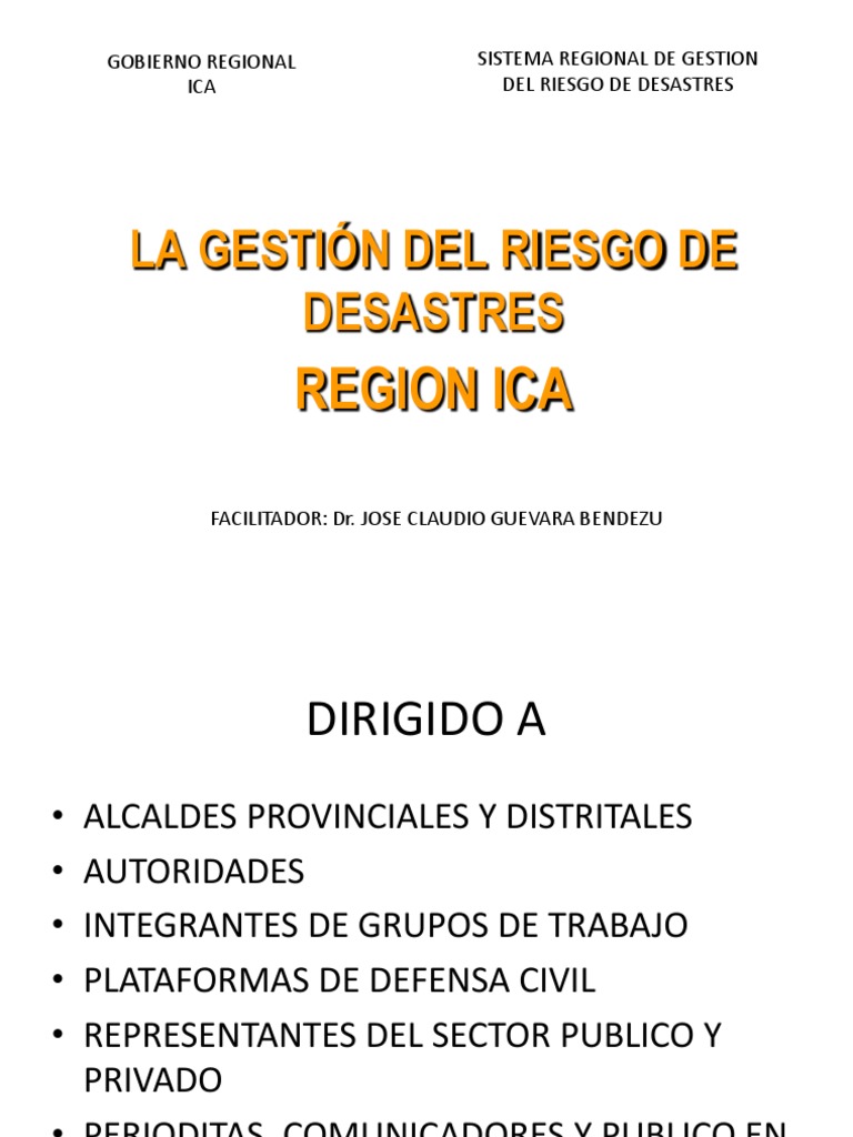 Gestión del Riesgo de Desastres en ICA | PDF | Riesgo | Desarrollo ...
