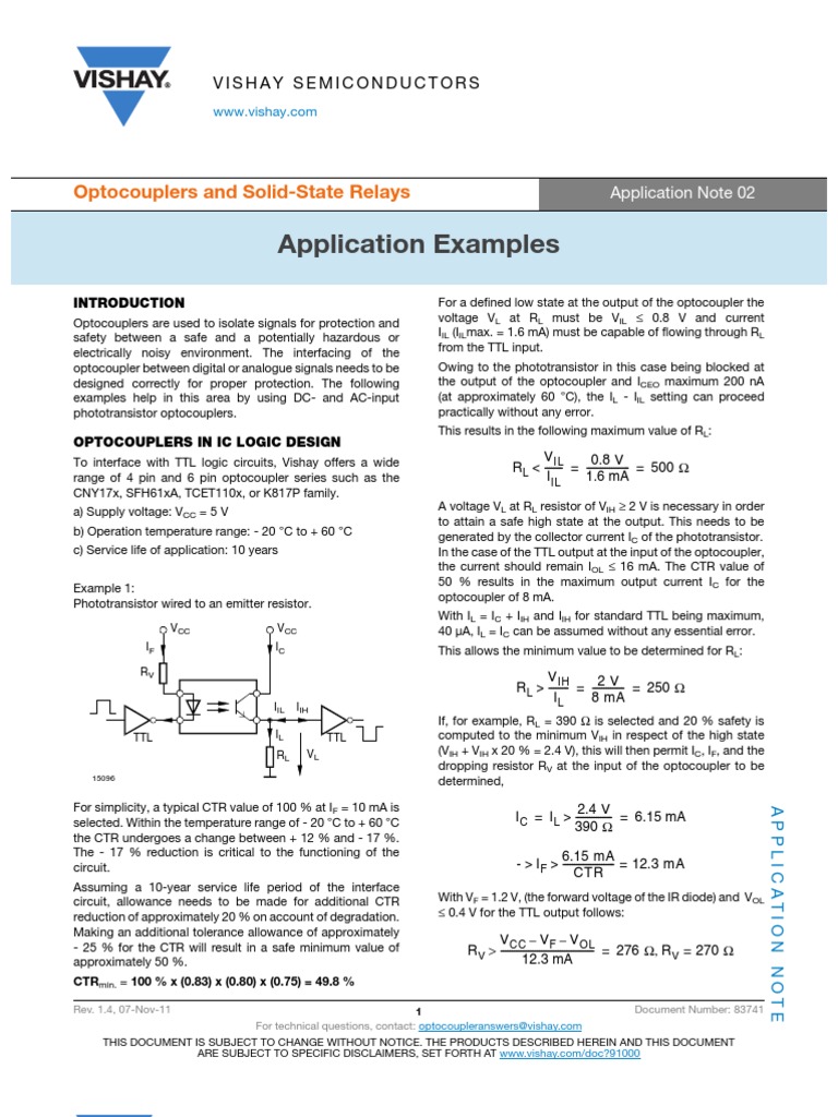 Application Examples: Optocouplers and Solid-State Relays | PDF