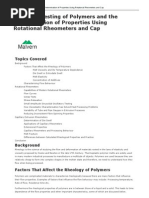 Rheology Testing of Polymers and The Determination of Properties Using Rotational Rheometers and Cap