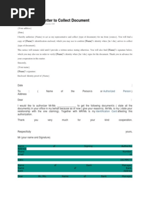 Authorization Letter To Collect Document Identity Document