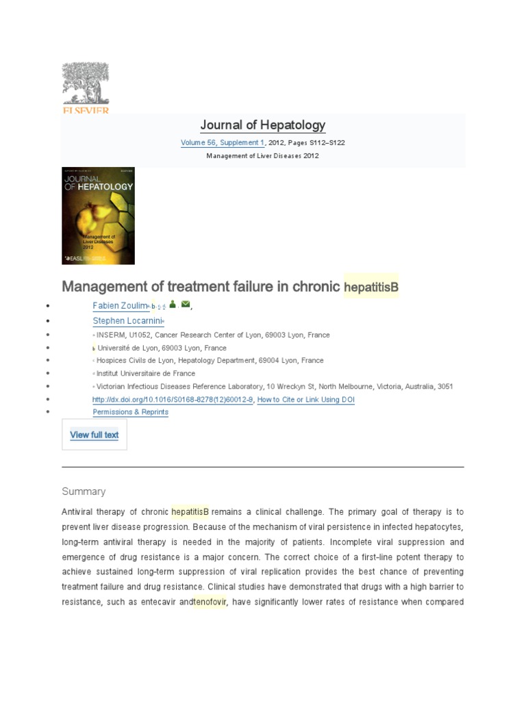 Management of Chronic Hepatitis B Therapy | PDF | Science & Mathematics