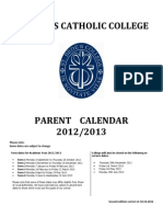 Calendar For Parents 2012-2013