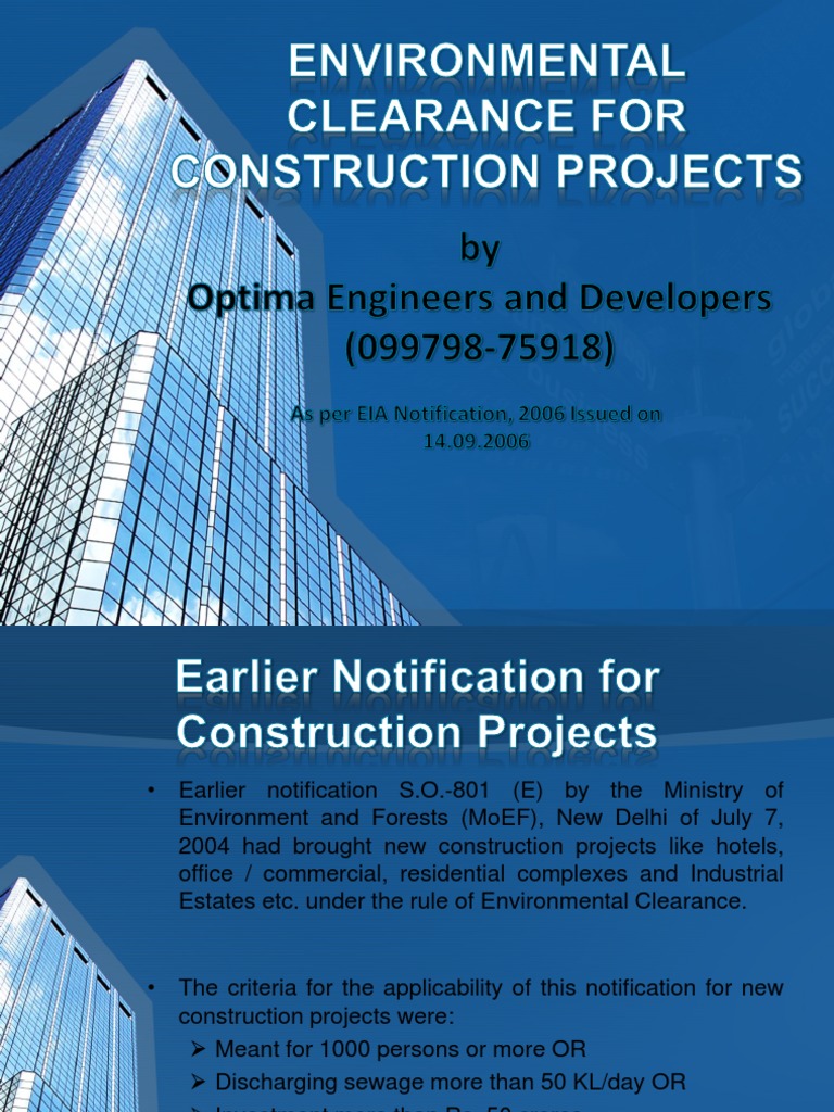 Environmental Clearance for Construction | PDF | Environmental Impact ...