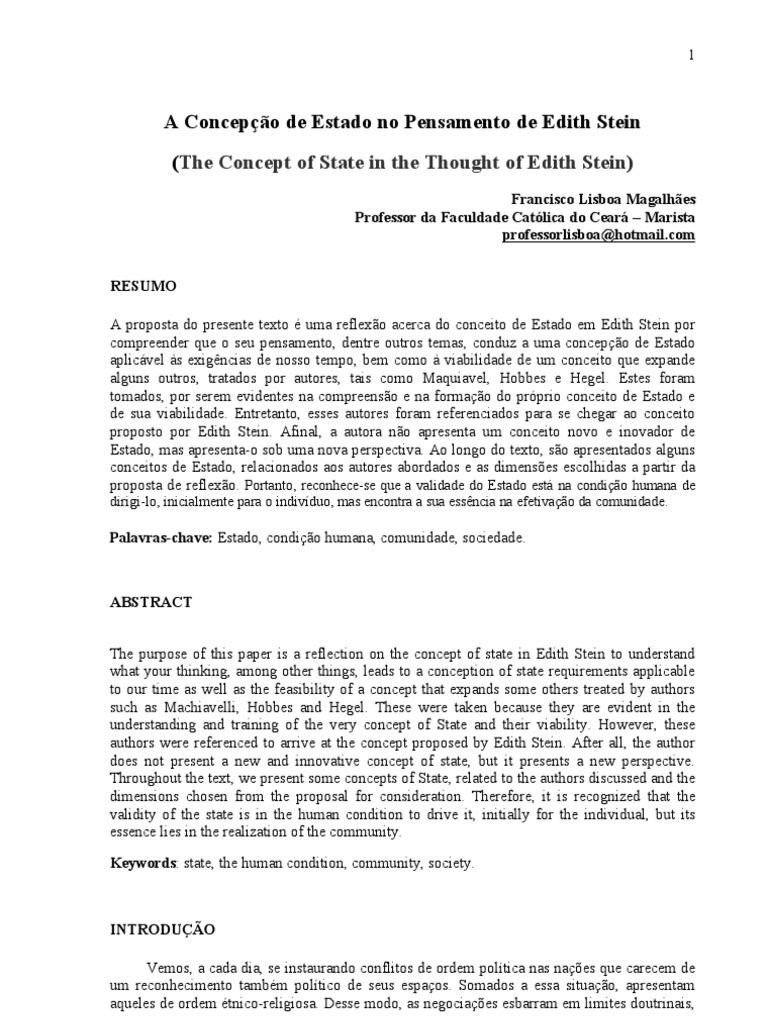 Concepção de Estado em Edith Stein | PDF | Georg Wilhelm Friedrich ...