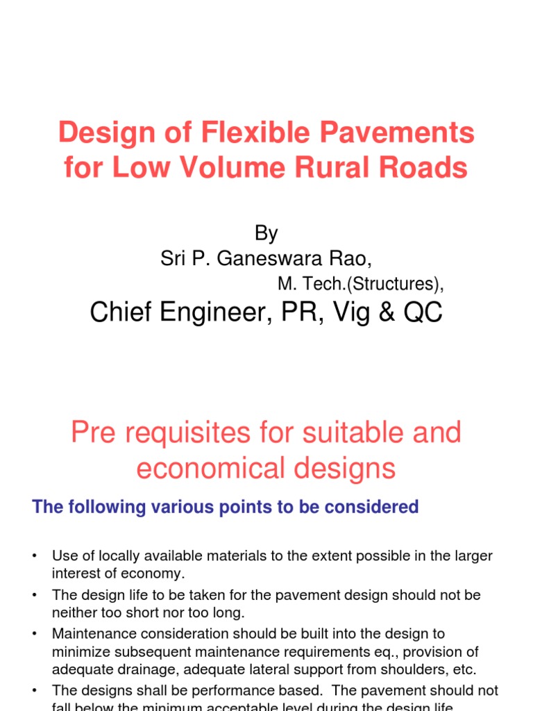 Flexible Pavement Design for Rural Roads | PDF | Road Surface | Traffic