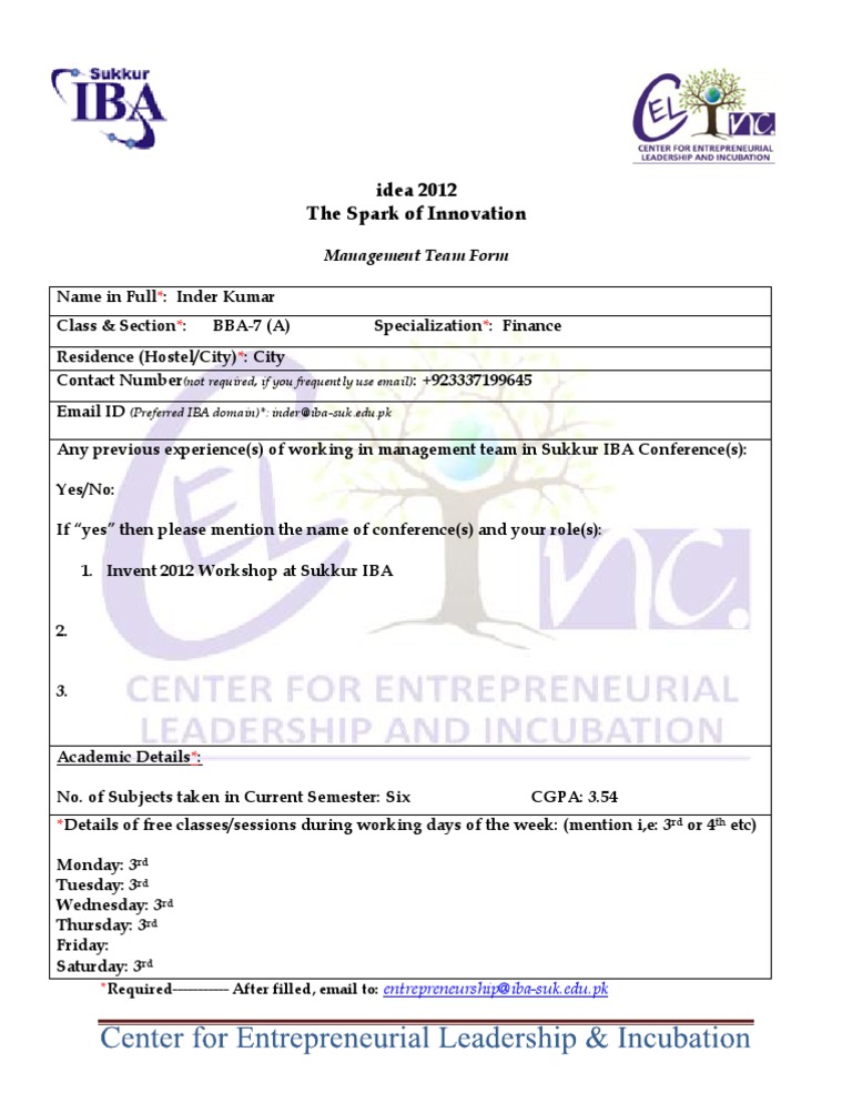 Idea Management Team Form | PDF | Career & Growth
