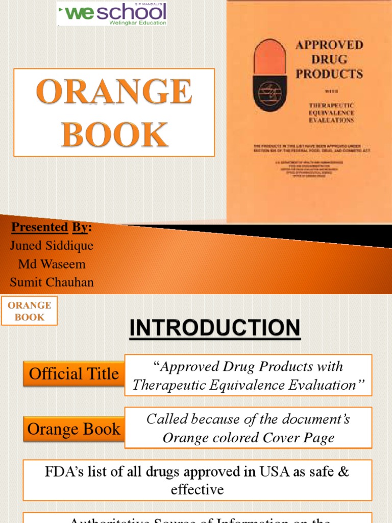 Orange Book Pharmaceutical Drug Food And Drug Administration