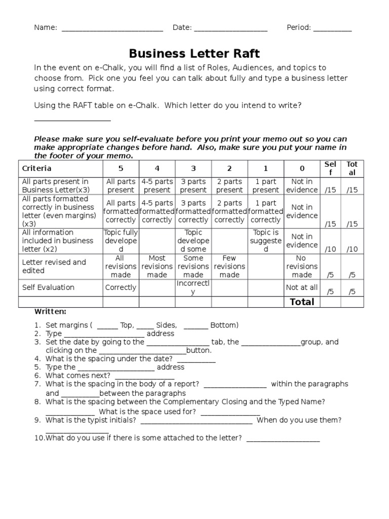 Business Letter Raft | PDF