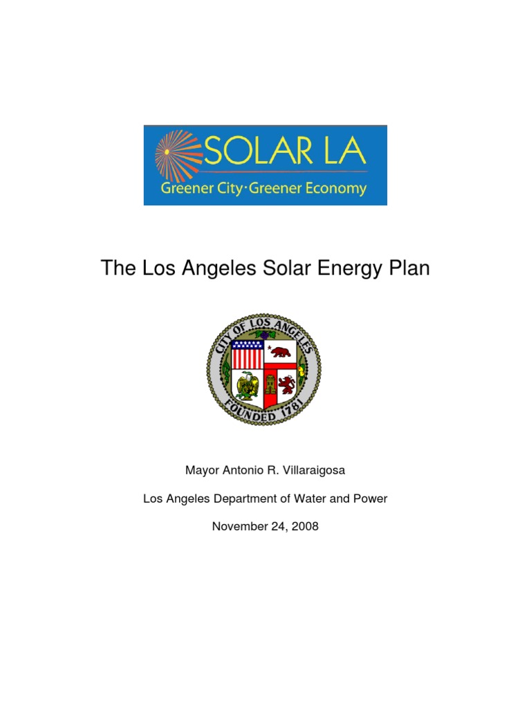 Los Angeles Solar Energy Plan PDF Solar Power Renewable Energy