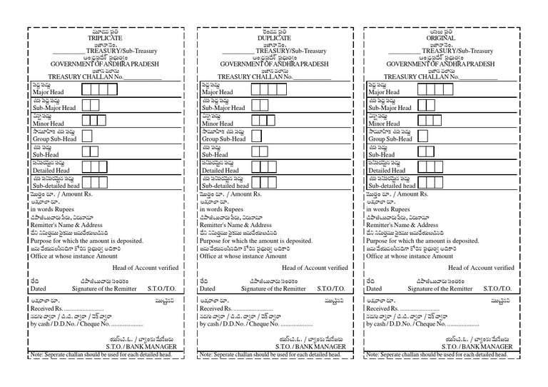 Treasury Challan Form | PDF | Rupee | Cheque