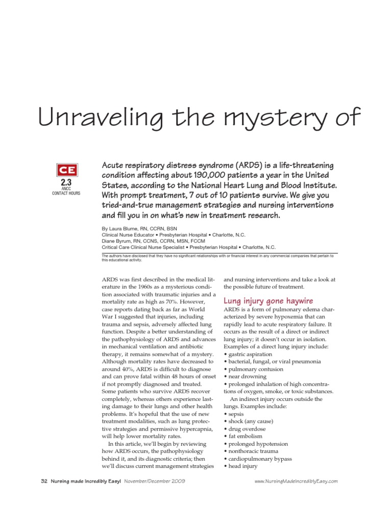 Understanding Acute Respiratory Distress Syndrome | PDF | Lung ...