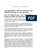 La Passerelle Entre Le Doctorat Et Le CRFPA N'est Pas Un Passe-Droit Par Le Collectif Pour Une Valorisation Professionnelle Du Doctorat en Droit