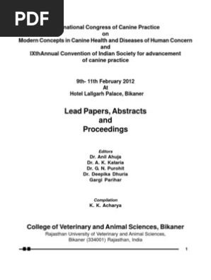 Abstract Book of International Congress of Canine Practice | PDF