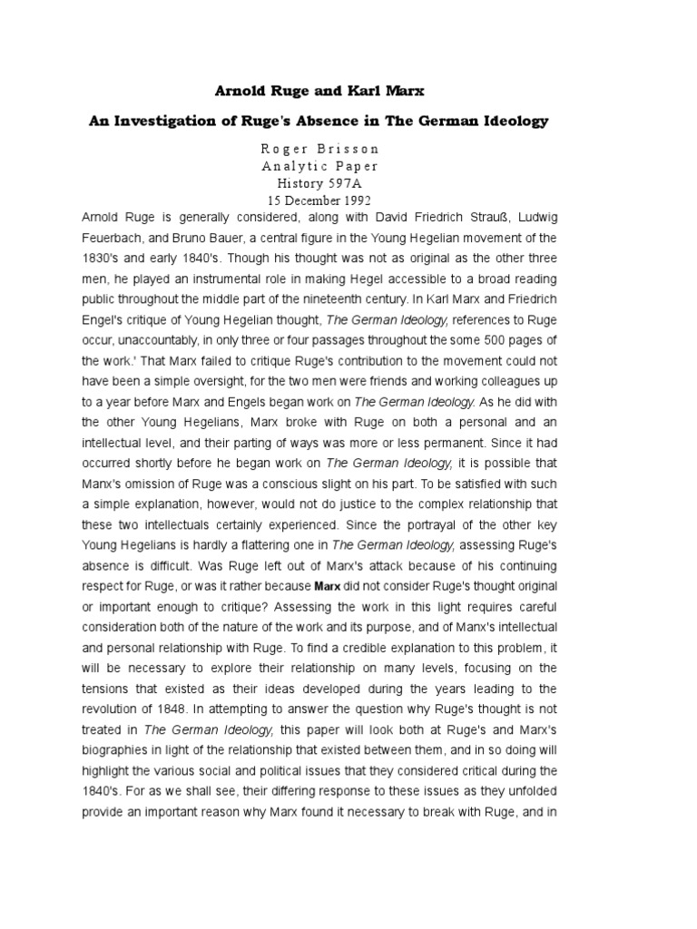 Ruge's Role in Marx's Ideological Shift | PDF | Karl Marx | Georg ...