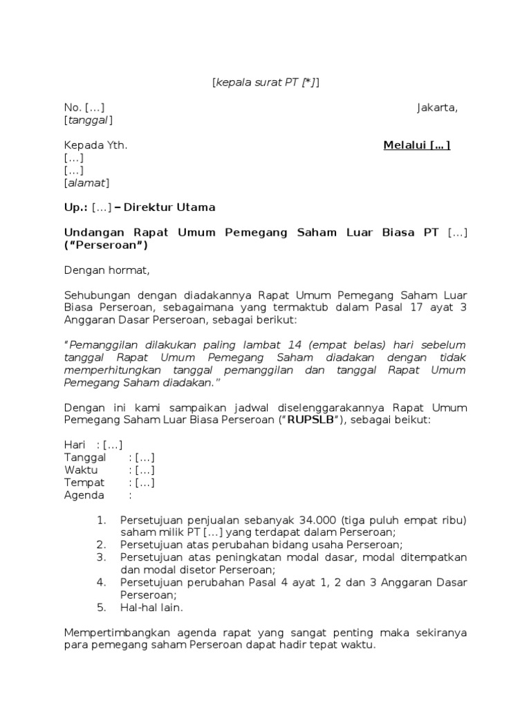 Contoh Karangan Surat Biasa